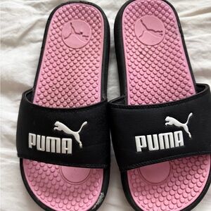 Puma Black and Pink Comfort Slides